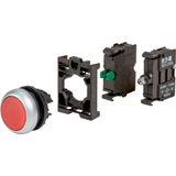 Illuminated pushbutton actuator, RMQ-Titan, flush, momentary, 1 NO, red, Blister pack for hanging