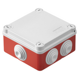 JUNCTION BOX WITH PLAIN QUICK FIXING LID A 1/4 TURN - IP55 - INTERNAL DIMENSIONS 100X100X50 - WALLS WITH CABLE GLANDS - GWT960ºC - GREY - BOX RED
