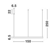 2700-6000K Changing CCT   & Dimming Sandy Black Aluminium   & Acrylic   LED 80 Watt 6000Lm   230 Volt IP20   D: 150 H: 250 cm Adjustable Height