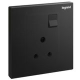 Galion - 1 gang British Standard switched single pole socket outlet - 5A - Matt Black