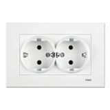 Karre White Two Gang Earthed Socket