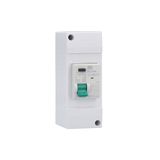 RCD with shellThin shell 130x50x60mm in whitewith RCD 25A, 2pole, 30mA, type A (RN11)in white box with label