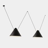 Pendant Super Attic 2 bodies Conic Shape 1250mm Side E27 23W Black