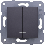 Karre Plus-Arkedia Dark Grey (Quick Connection) Illuminated Two Gang Switch