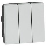 Arteor™ - 1-way switch 20 AX 250 V~ - 3-gang - 2 modules - Soft Alu