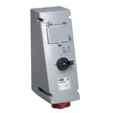 Switched interlocked socket-outlet with RCD, 9h, 30mA, 32A, IP67, 3P+E