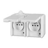 5518-2029 B Double socket outlet with earthing pins, with hinged lids, IP 44 ; 5518-2029 B