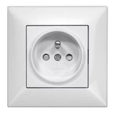 Pin socket outlet, safety shutter, complete, white, cage cl.