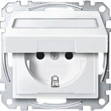 SCHUKO socket outlet with hinged lid and label, touch protection, plug-in terminals, polar white, System M