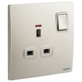 Mallia Senses - 1 gang BS switched socket outlet double pole - with LED - 13A - Champagne