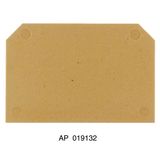End plate (terminals), 54 mm x 3 mm, dark beige, yellow