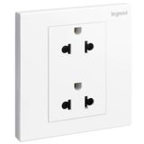 Galion - 2 gangs EURO/US socket outlet - 16A - 2 Poles with earth - White