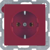 SCHUKO soc. out., screw-in lift terminals, Q.1/Q.3, red velvety