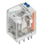 Miniature industrial relay, 12 V DC, Green LED, 2 CO contact (AgNi fla