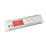 Wired desk unit equipped with 2 Surface sockets, 2 keyed Surface sockets and 2 RJ45 category 6 FTP sockets