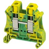 SCREW TERMINAL, PROTECTIVE EARTH, 2 POINTS, 10MM², GREEN-YELLOW