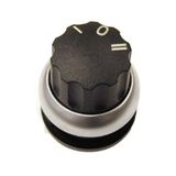 Knob switch, 3 pos. 40ø spring-return,`I/0/IIï, rotary head