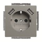 20 EUCB2USB-803-500 Socket insert Protective contact (SCHUKO) with USB AA grey metallic - 63x63