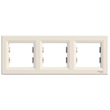 Asfora - horizontal 3-gang frame - cream