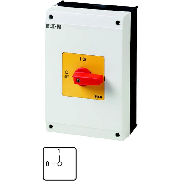 On-Off switch, P3, 63 A, surface mounting, 3 pole, Emergency switching off function, with red thumb grip and yellow front plate image 2