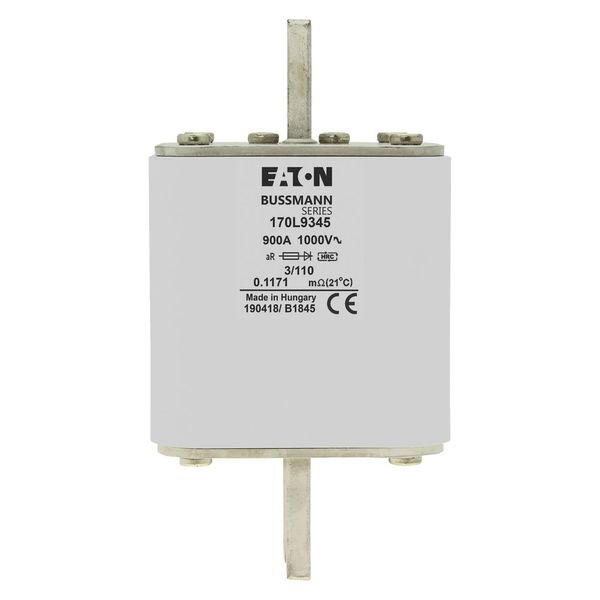 Fuse-link, high speed, 900 A, AC 1000 V, Size 3, 76 x 90 x 141 mm, aR, DIN, IEC, visual indicator image 15