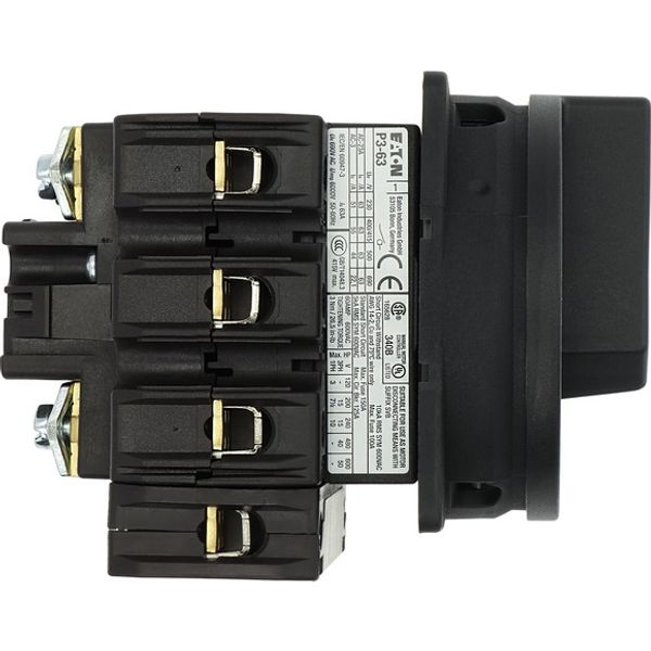 Main switch, P3, 63 A, flush mounting, 3 pole + N, STOP function, With black rotary handle and locking ring, Lockable in the 0 (Off) position image 3