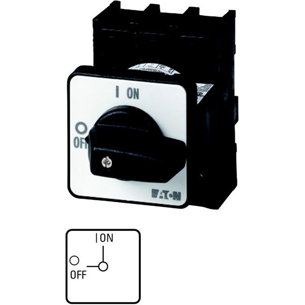 On-Off switch, P1, 32 A, centre mounting, 3 pole + N, with black thumb grip and front plate image 2
