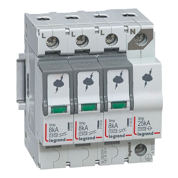 SPD - protection of main distribution board - T1+T2 - limp 8 kA/pole -3P+N right image 1