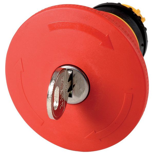 Emergency stop/emergency switching off pushbutton, RMQ-Titan, Palm-tree shape, 60 mm, Non-illuminated, Key-release, Red, yellow, RAL 3000, Not suitabl image 2
