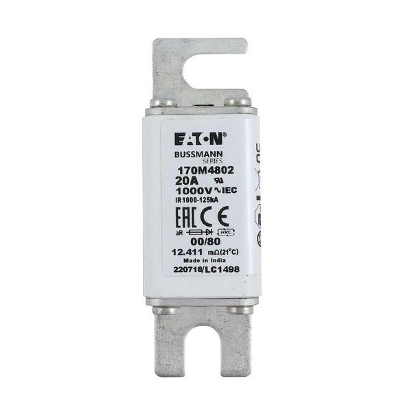 Fuse-link, high speed, 20 A, AC 1000 V, size 00, 30 x 47 x 98 mm, aR, DIN, IEC, single indicator image 8