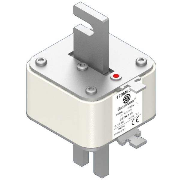 Fuse-link, high speed, 500 A, AC 3000 V, size 3, 76 x 90 x 294 mm, aR, IEC, single indicator image 3