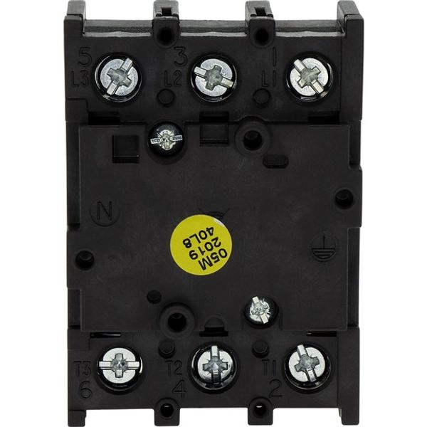 On-Off switch, P1, 25 A, flush mounting, 3 pole, with black thumb grip and front plate image 1