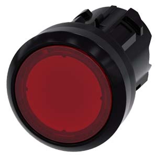 Illuminated pushbutton, 22 mm, round, plastic, red, pushbutton, flat, latching, 3SU1001-0AA20-0AA0-Z Y15 image 1