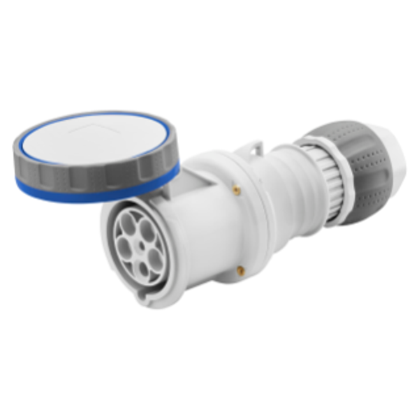STRAIGHT CONNECTOR HP - IP66/IP67/IP68/IP69 - 2P+E - 63A - 200-250V 50/60 HZ - BLUE - 6H - MANTLE TERMINAL image 1