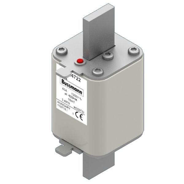 Fuse-link, high speed, 63 A, AC 1250 V, size 1, 53 x 63 x 135 mm, aR, IEC, single indicator image 2