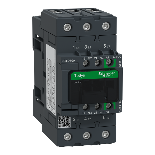 TeSys Deca contactor 3P 50A AC-3/AC-3e up to 440V coil 100-250V AC/DC EverLink image 6