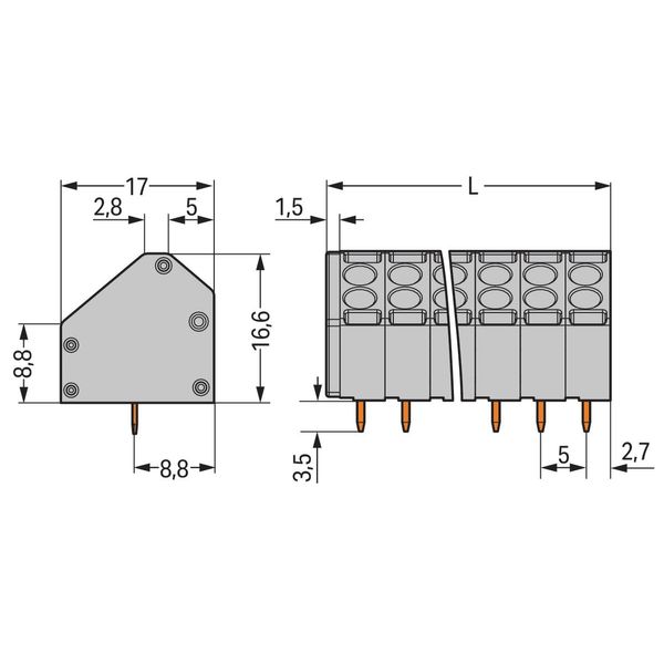 816-103 2-conductor PCB terminal block; 1.5 mm²; Pin spacing 5 mm image 3