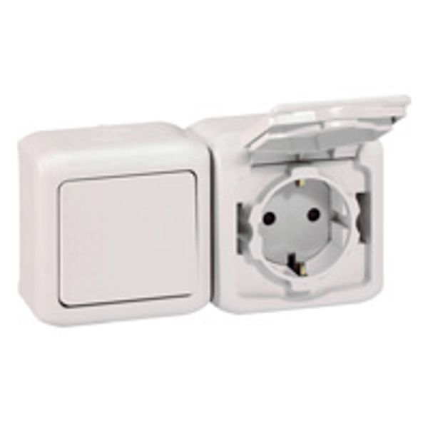 Two-way switch + 2P+E French std socket outlet Forix - 16 A - 250 V~ - white image 1