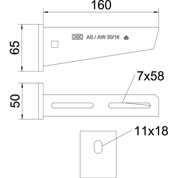 AW 30 16 FT Wall and support bracket with welded head plate B160mm image 2