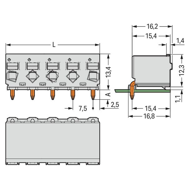2092-3373/200-000 1-conductor THR female connector angled; push-button; Push-in CAGE CLAMP® image 2