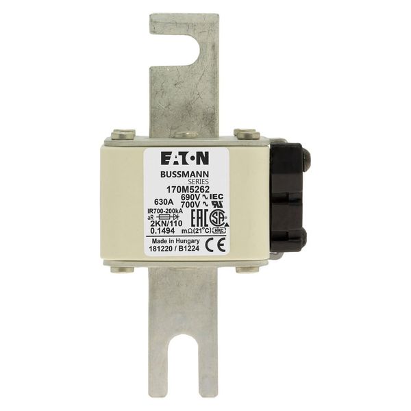 Fuse-link, high speed, 630 A, AC 690 V, DIN 2, 61 x 77 x 138 mm, aR, DIN, IEC, single indicator image 7