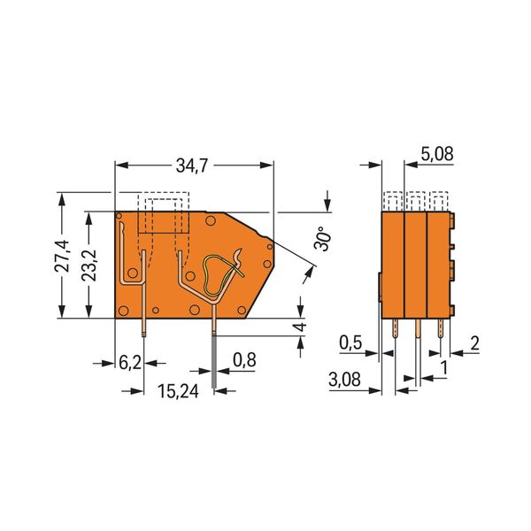 Stackable PCB terminal block with fuse mounting 2.5 mm² orange image 3