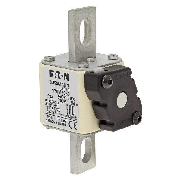 Fuse-link, high speed, 63 A, AC 690 V, compact size 1, 45 x 59 x 110 mm, aR, IEC, UL, single indicator image 6