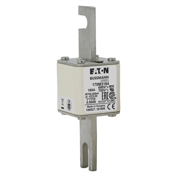 Fuse-link, high speed, 160 A, AC 690 V, compact size 1, 45 x 45 x 134 mm, aR, DIN, IEC, single indicator image 7