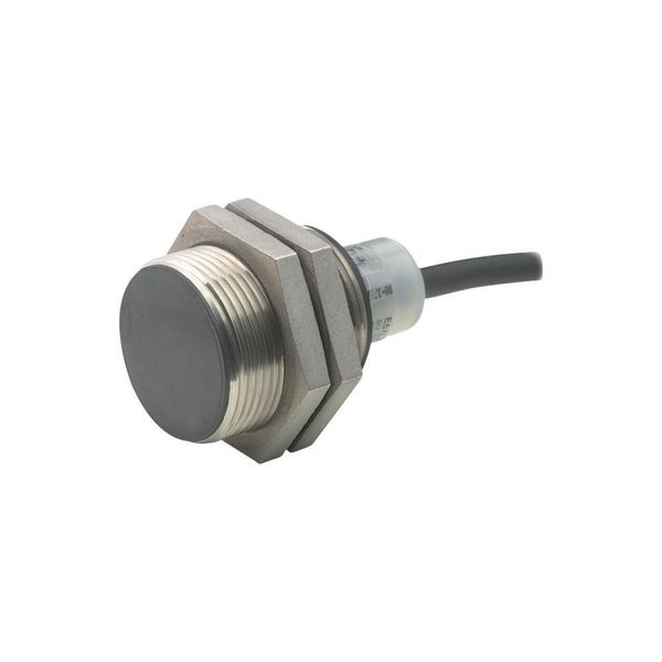 Proximity switch, E57 Premium+ Short-Series, 1 N/O, 2-wire, 40 - 250 V AC, M30 x 1.5 mm, Sn= 10 mm, Flush, Stainless steel, 2 m connection cable image 1