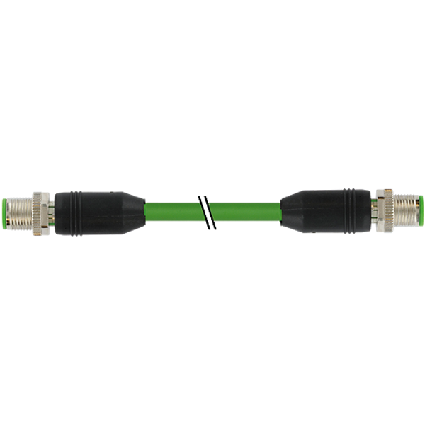 M12 male 0°/M12 male 0° X PUR 4x2xAWG24 shielded gn UL+dragch 3.5m image 1