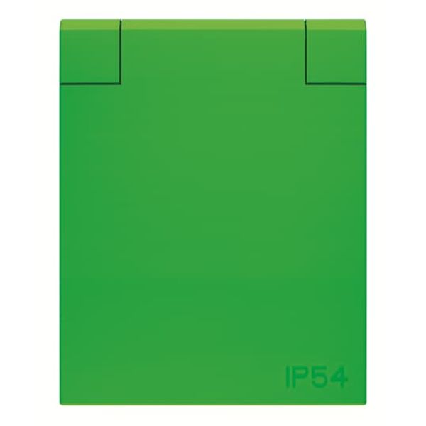 3288 VD Schuko socket outlet IP54 for panel - Green Protective contact (SCHUKO) with Hinged Lid Green - Variant+ image 1