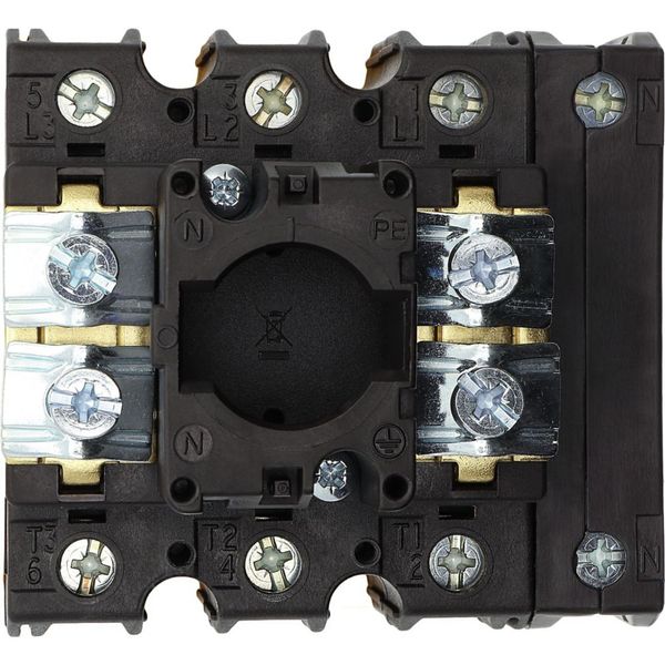 Main switch, P3, 100 A, flush mounting, 3 pole + N, Emergency switching off function, With red rotary handle and yellow locking ring, Lockable in the image 31