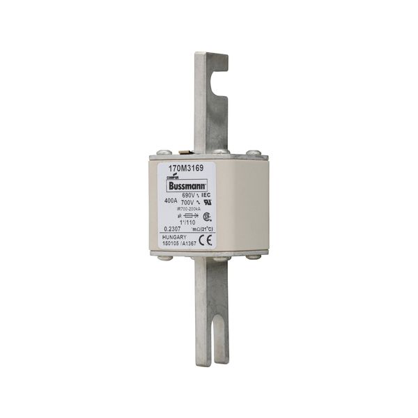 Fuse-link, high speed, 400 A, AC 690 V, compact size 1, 45 x 45 x 134 mm, aR, DIN, IEC, single indicator image 8