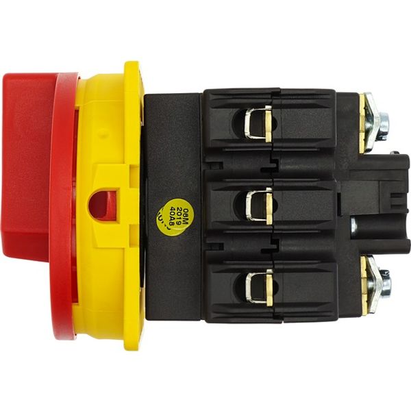 Main switch, P3, 63 A, flush mounting, 3 pole, Emergency switching off function, With red rotary handle and yellow locking ring, Lockable in the 0 (Of image 3